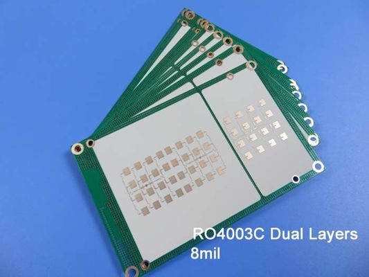 8mil RO4003C PCB de Alto Desempenho 2 camadas Imersão Ouro Preto Silkscreen