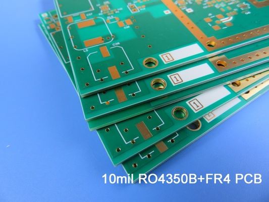Placa híbrida do PWB de 4 camadas construída em Rogers 10mil RO4350B e FR-4